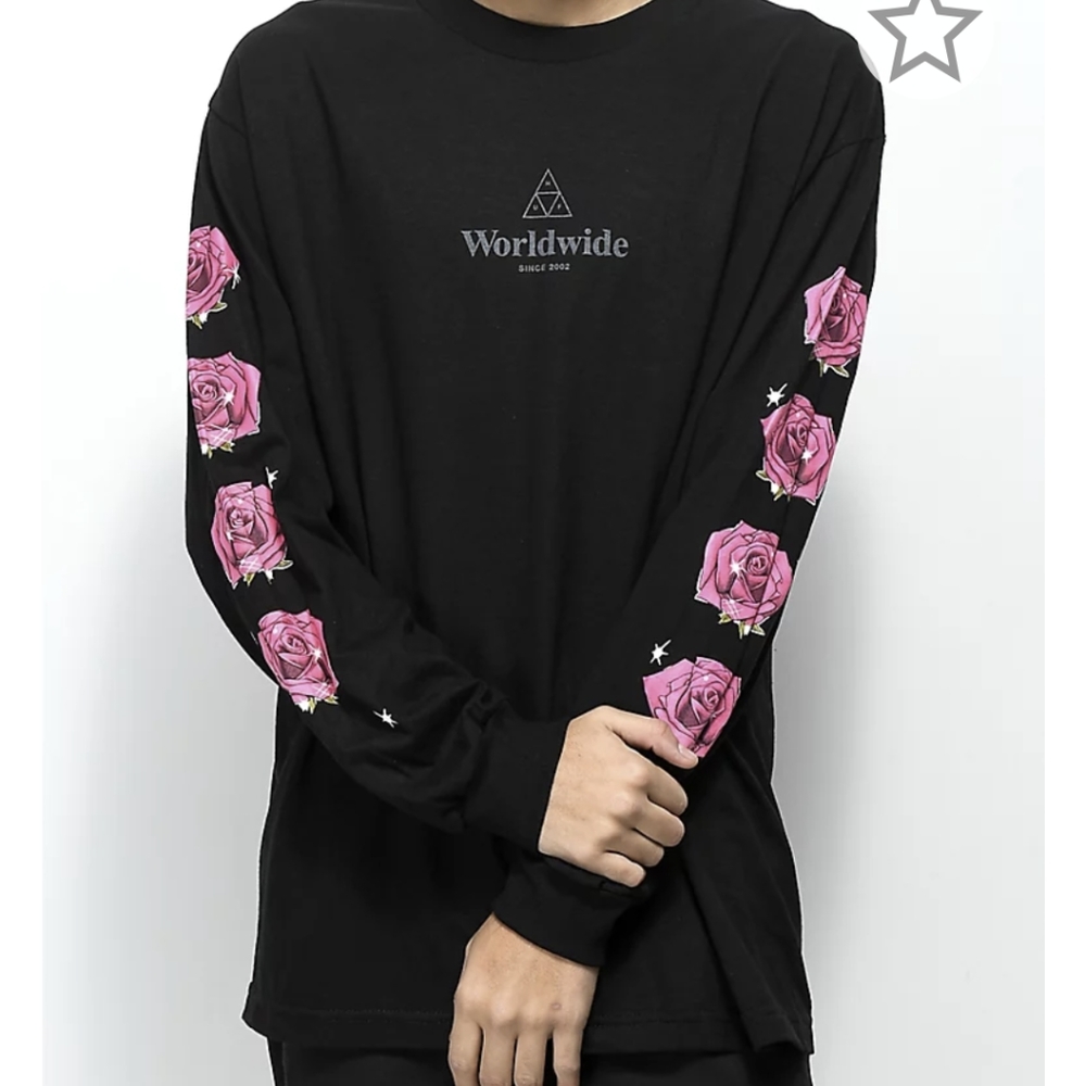HUF Triple Triangle Rose Black Long Sleeve T-Shirt